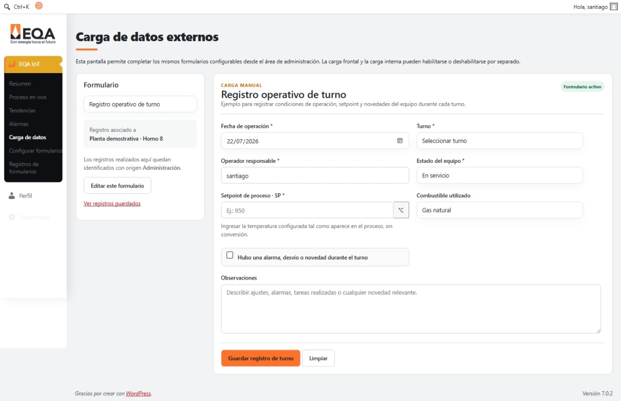 Carga desde administración
