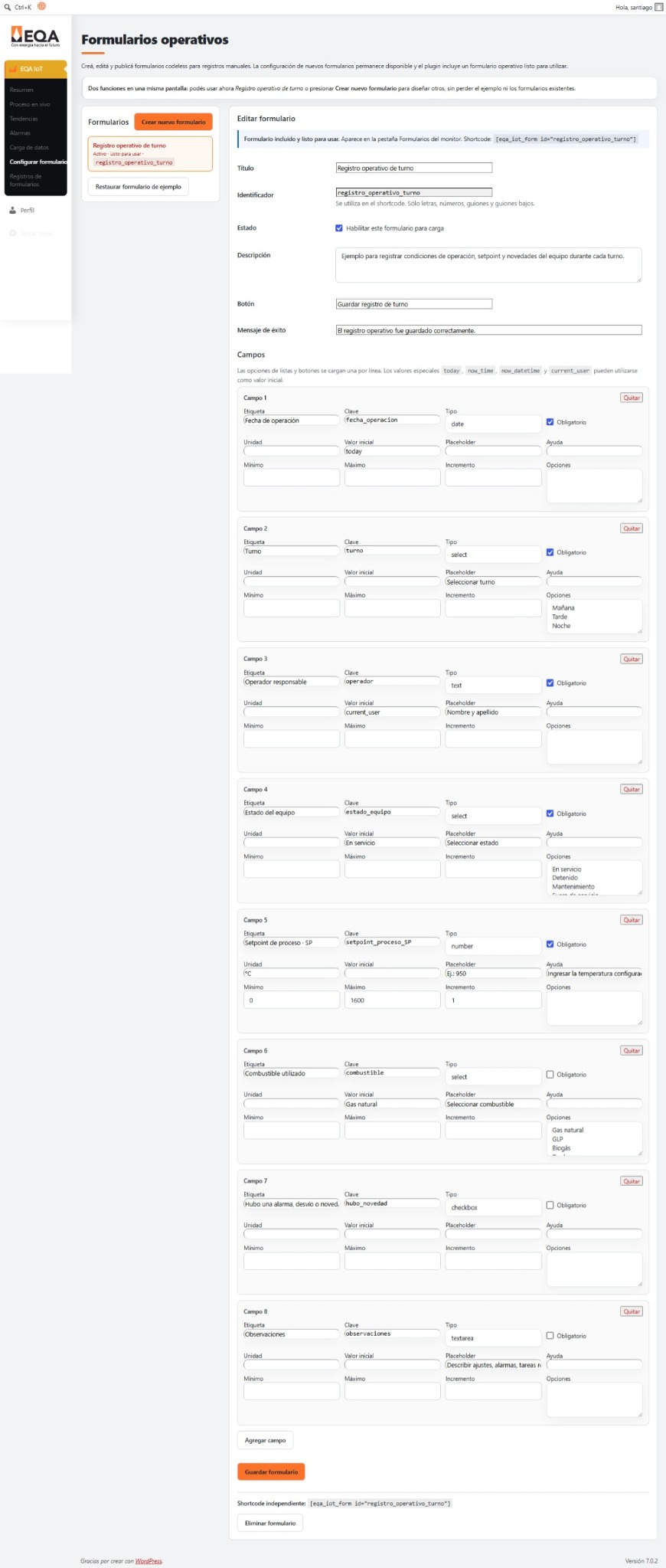 Configuración de formularios